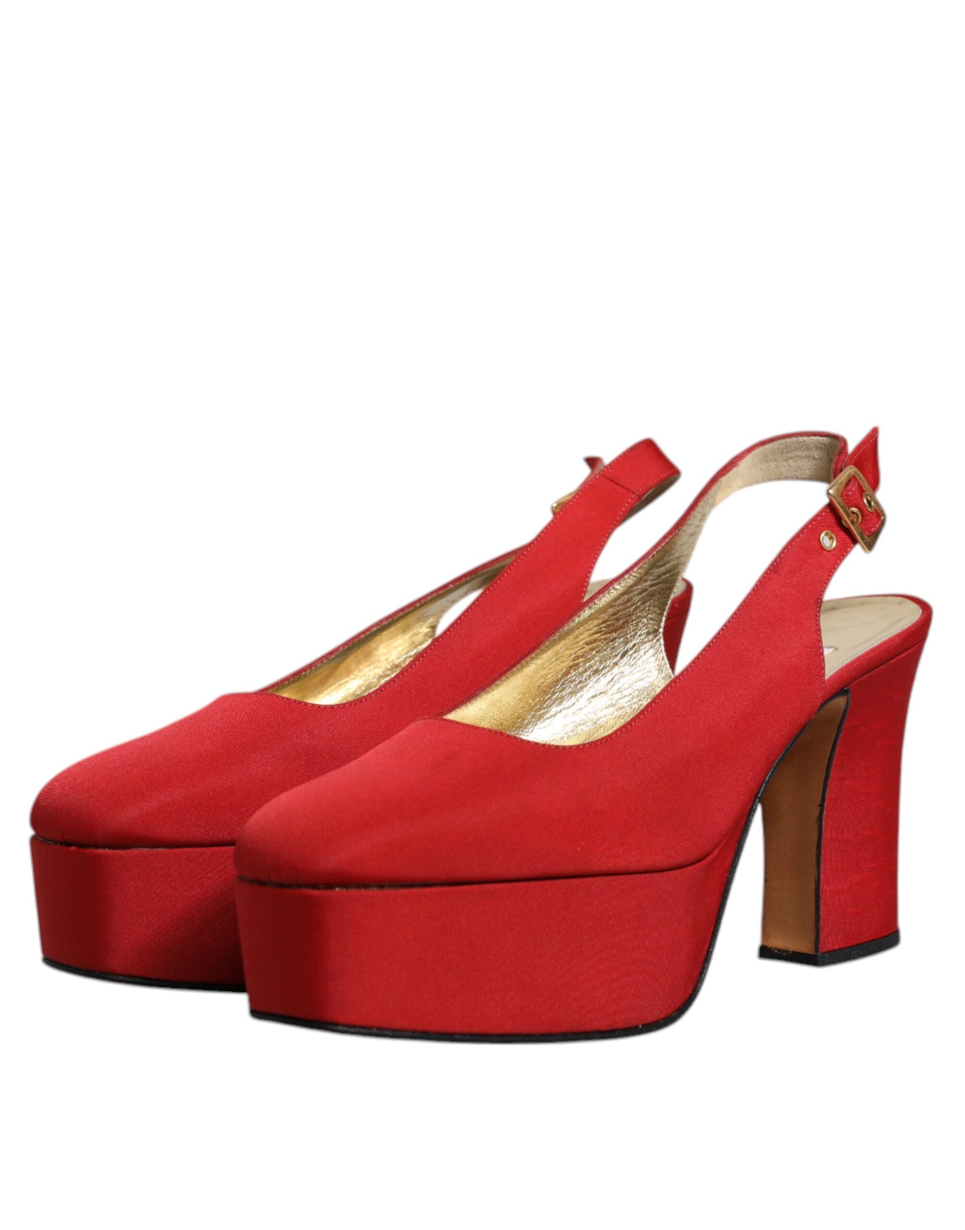 Red Platform Slingback Heels Sandals Shoes