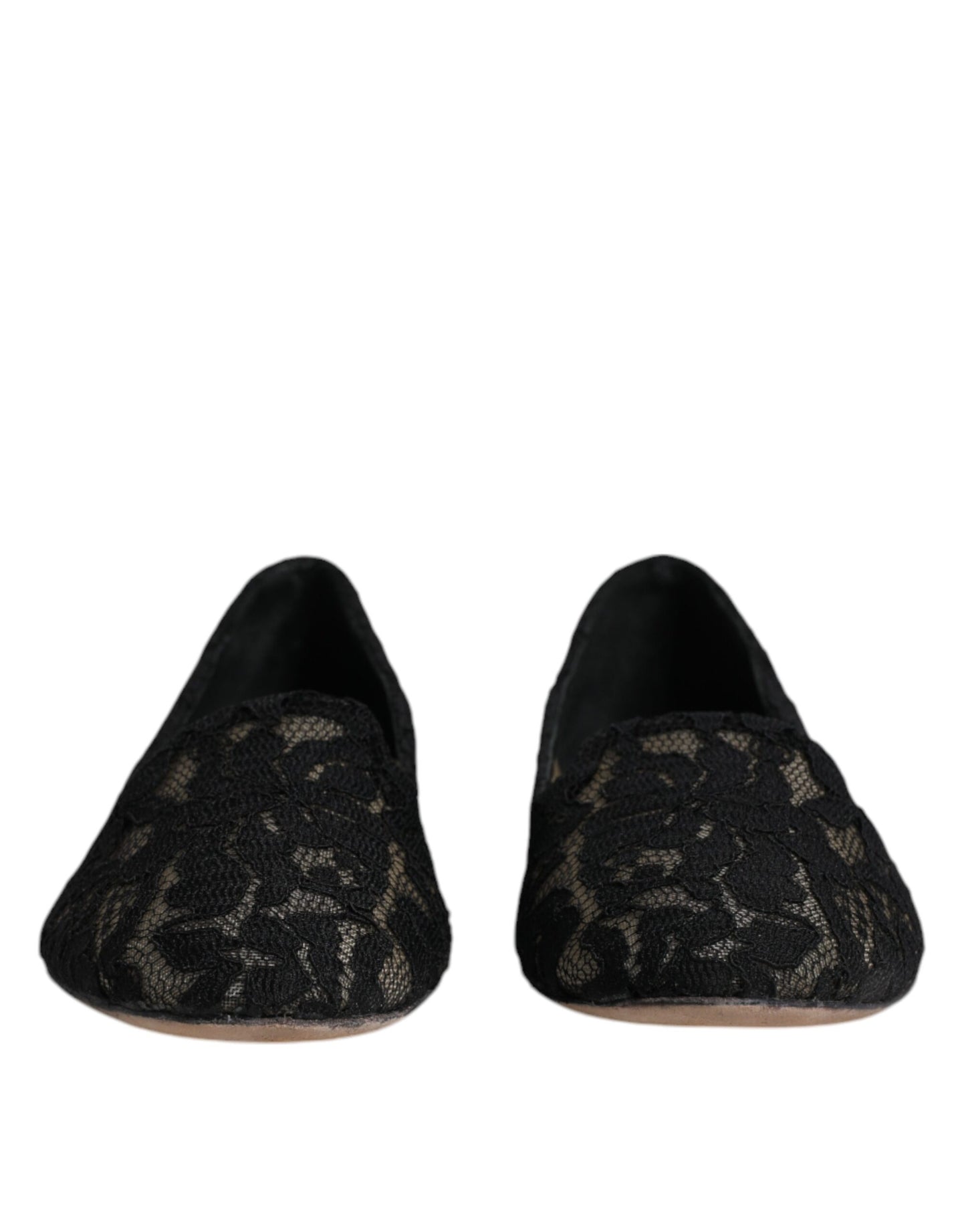 Black Taormina Lace Slip On Flats Shoes