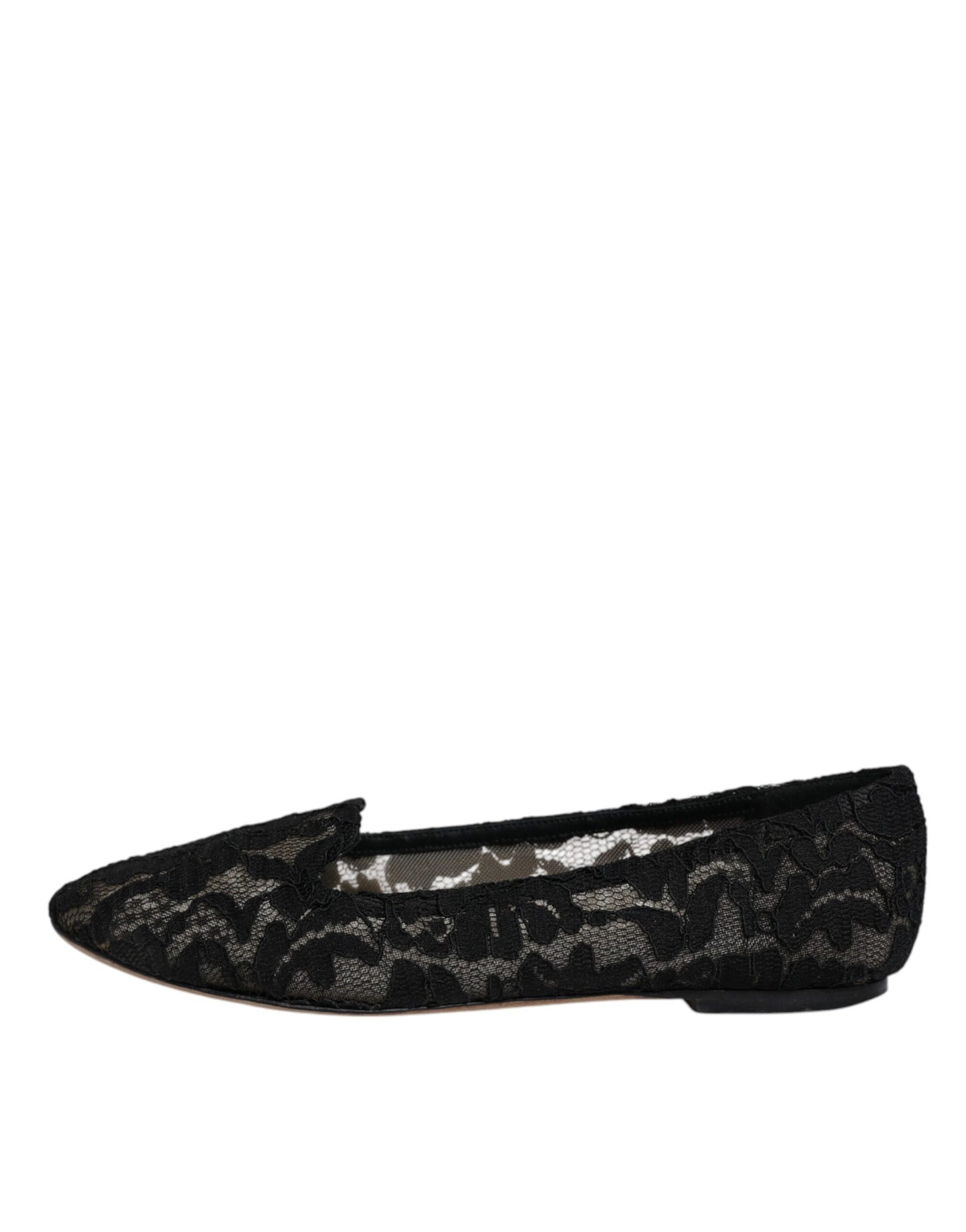 Black Taormina Lace Slip On Flats Shoes