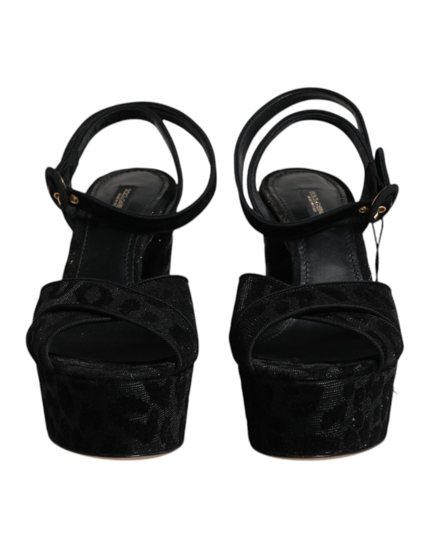 Black Leopard Platform Heels Sandals Shoes