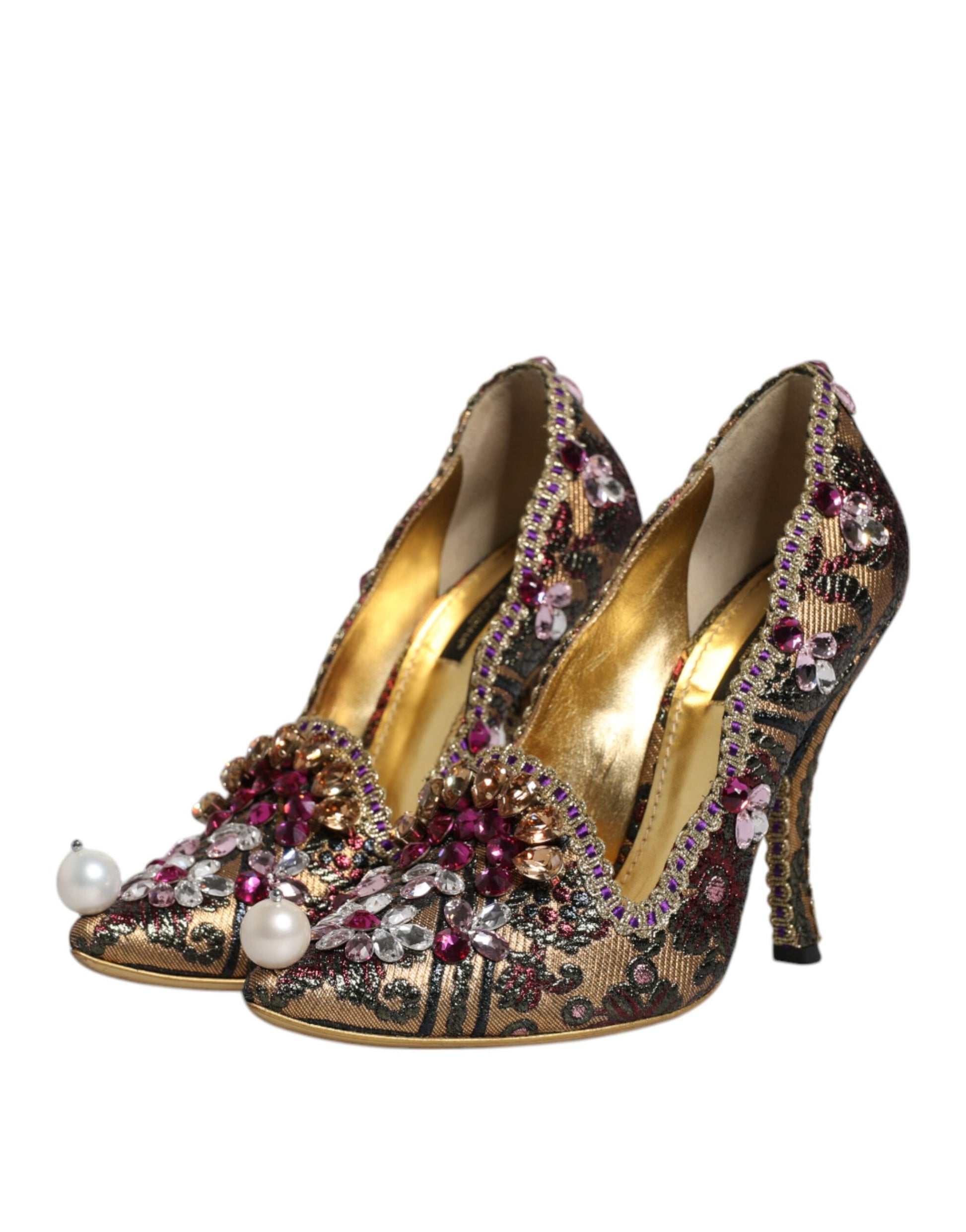 Multicolor Embellished Jacquard Pumps Shoes