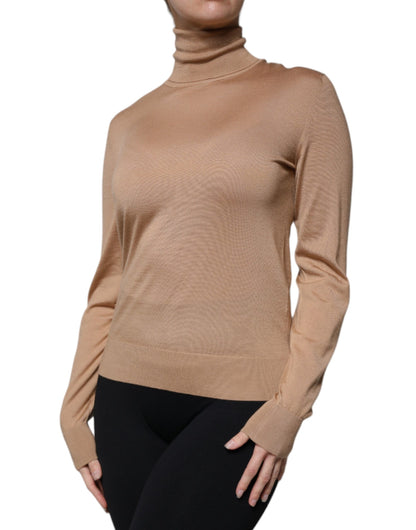 Brown Turtleneck Long Sleeve Pullover Sweater