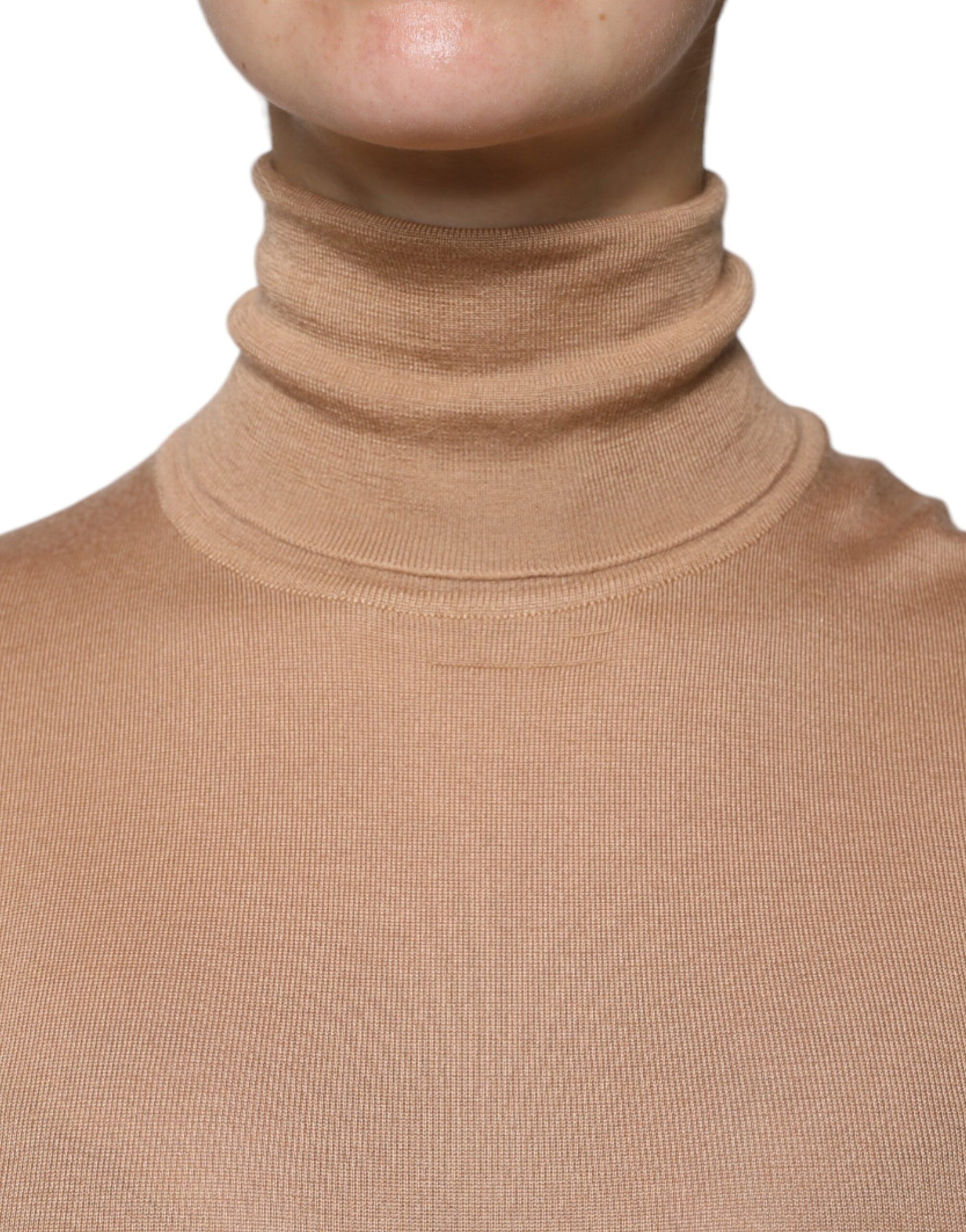 Brown Turtleneck Long Sleeve Pullover Sweater