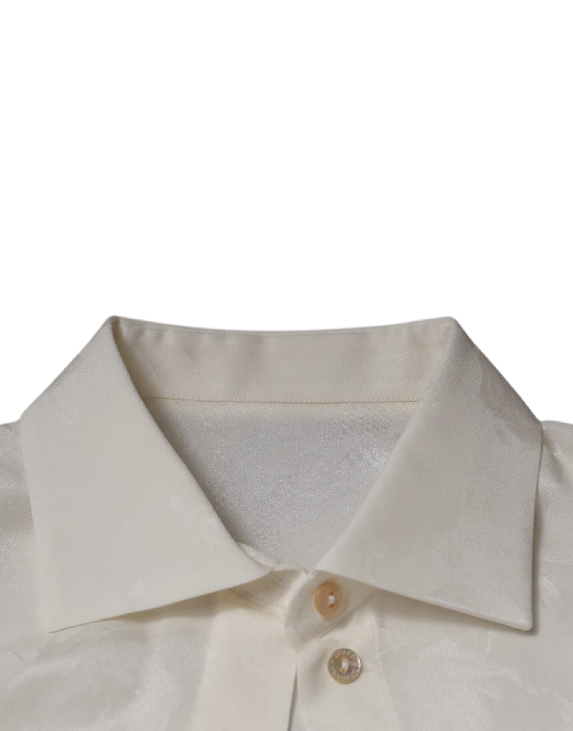 White Silk Collared Long Sleeves Shirt Top