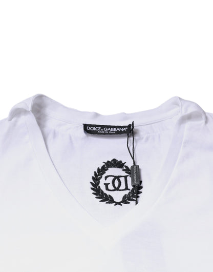 White Cotton Necklace Chain Short Sleeves T-shirt