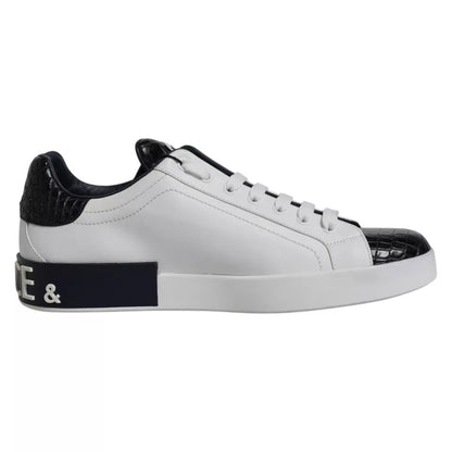 White Leather Logo Portofino Sneaker Shoes