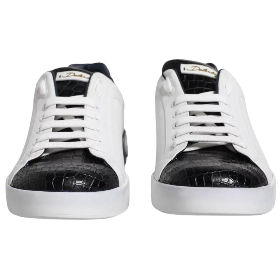 White Leather Logo Portofino Sneaker Shoes