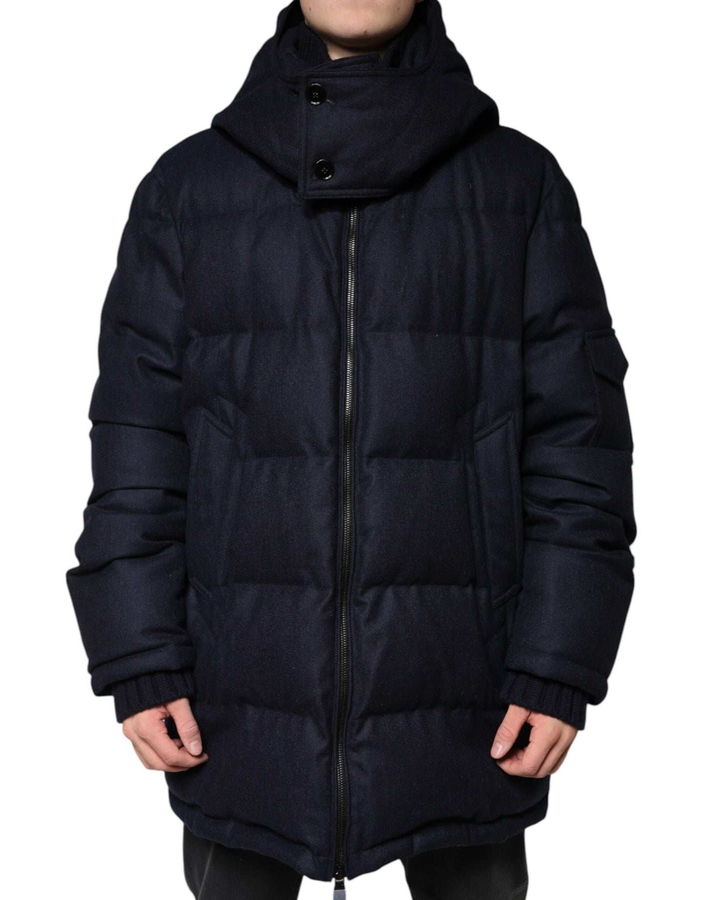 Black Nylon Hooded Puffer Men Coat Jacket