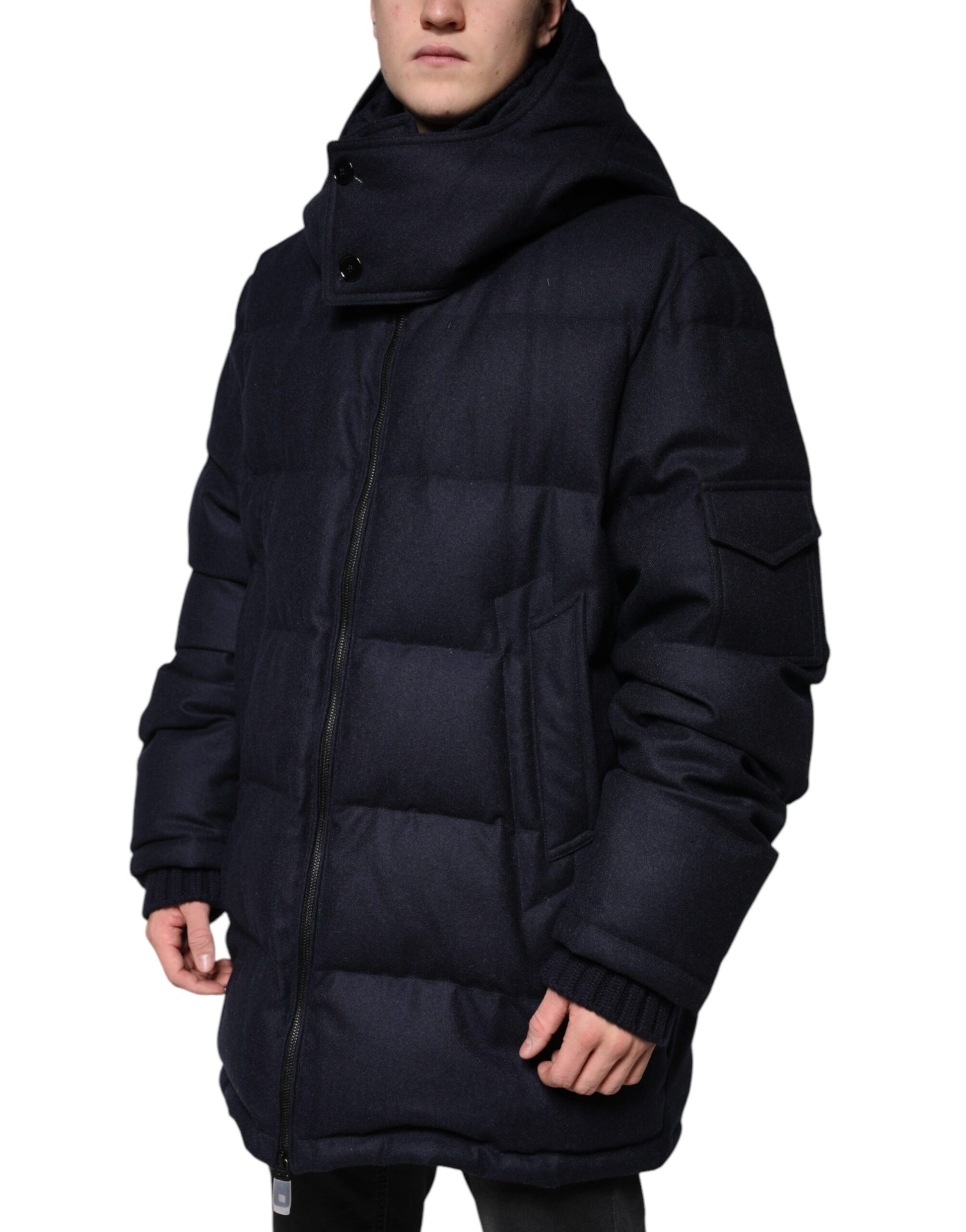 Black Nylon Hooded Puffer Men Coat Jacket