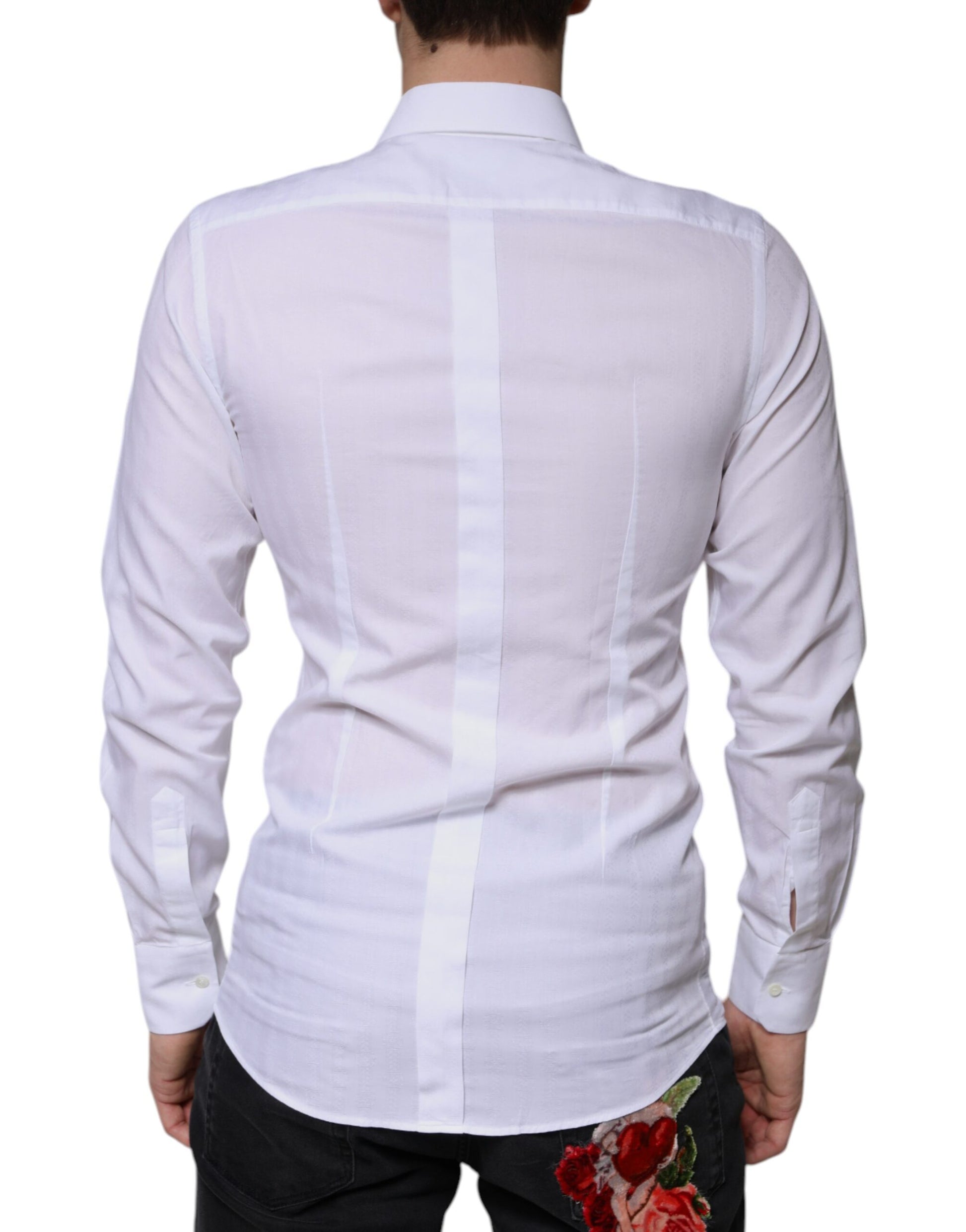 White Cotton Formal Men GOLD Dress Shirt