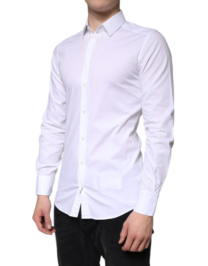 White Cotton Formal Men GOLD Dress Shirt