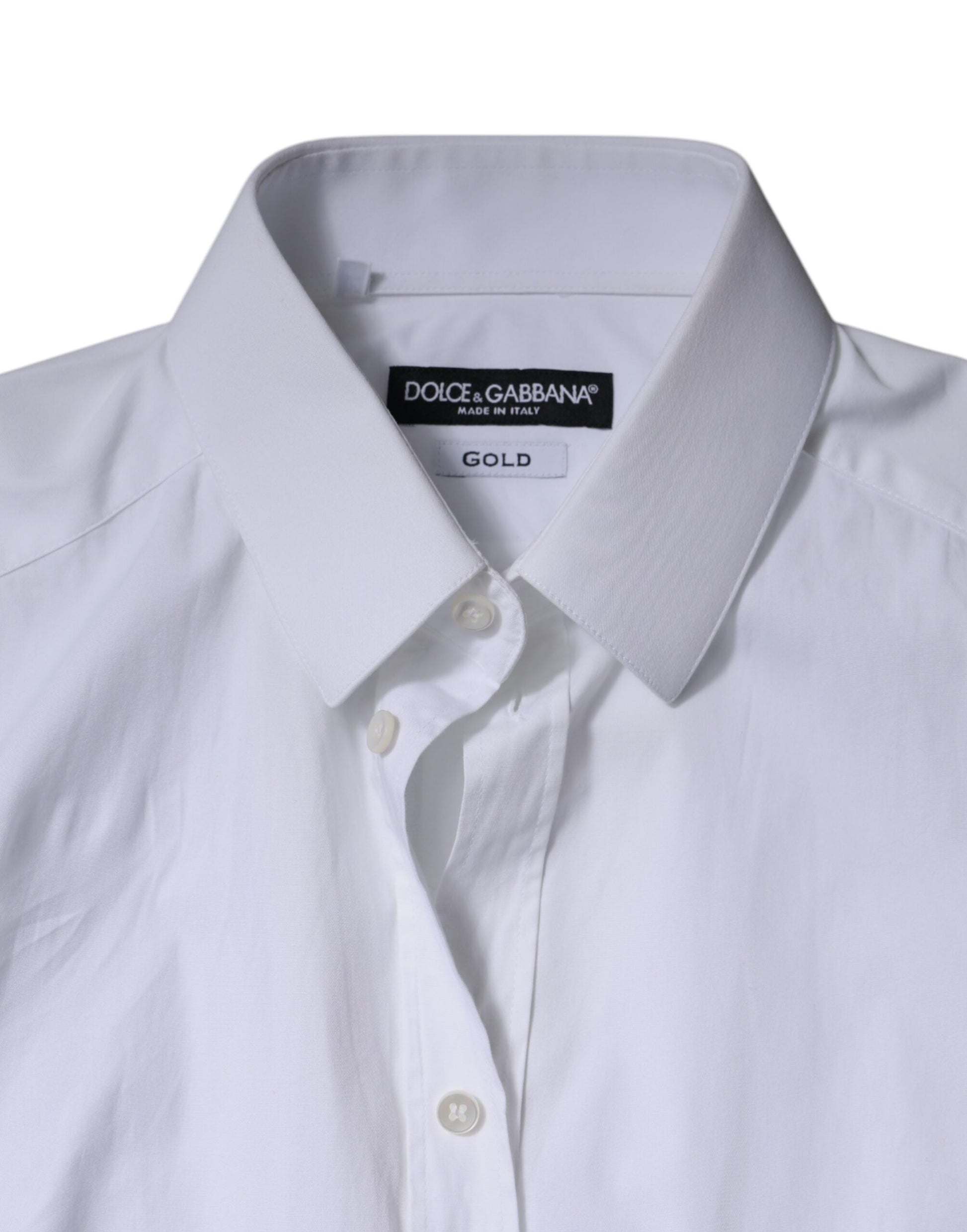 White Cotton Formal Men GOLD Dress Shirt