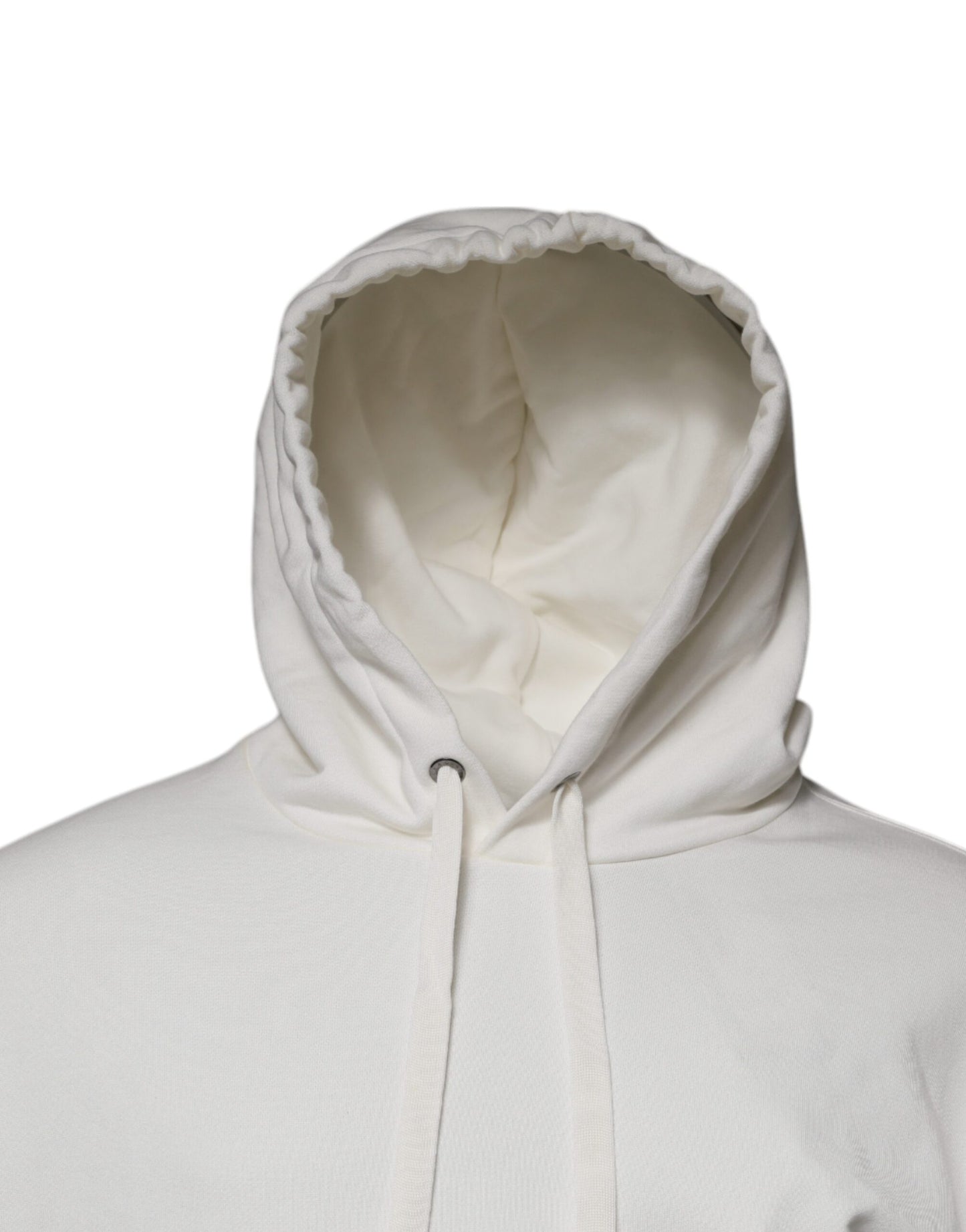 White Logo Hooded Pullover Men Sweatshirt Sweater