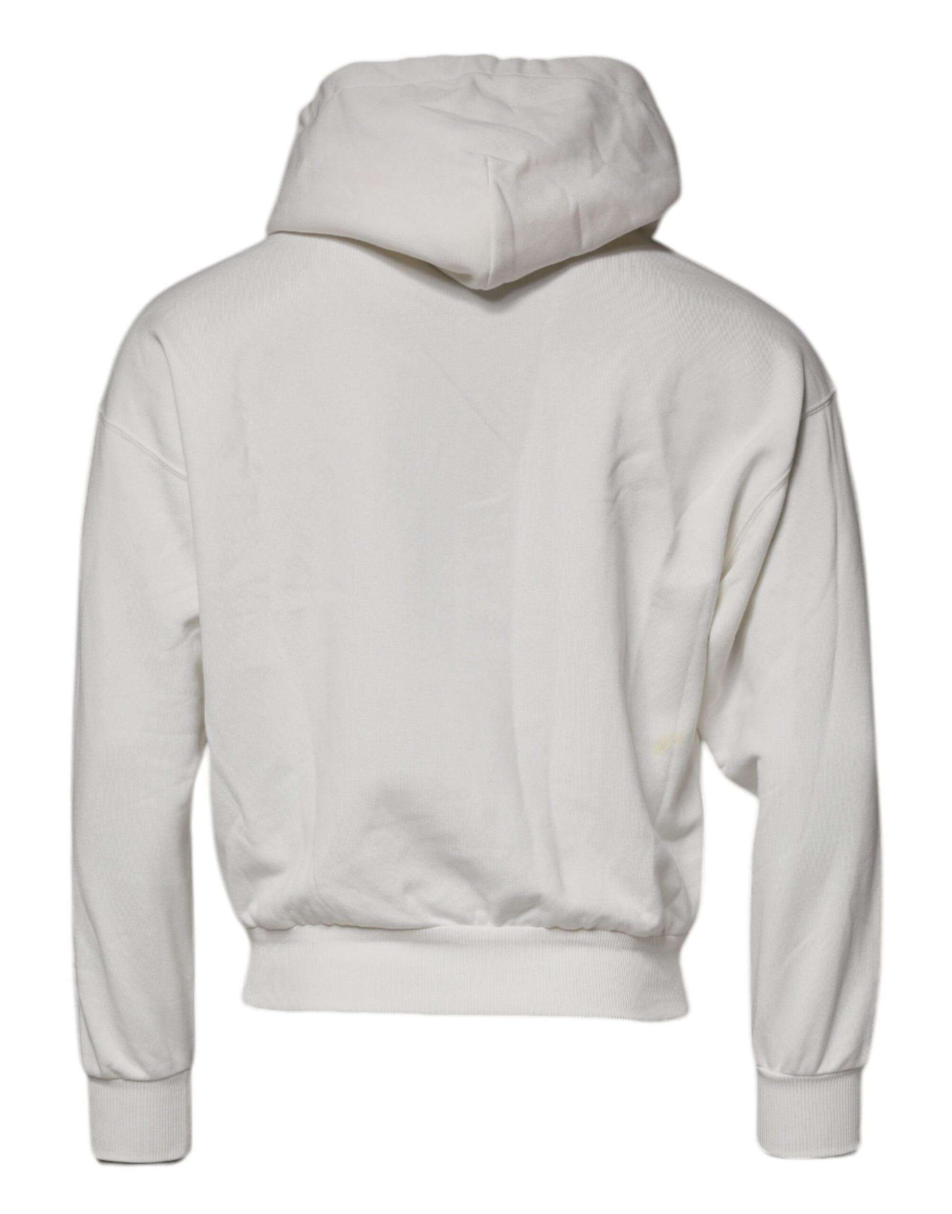 White Logo Hooded Pullover Men Sweatshirt Sweater