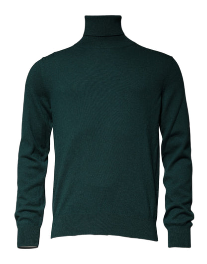 Green Cashmere Turtleneck Men Pullover Sweater