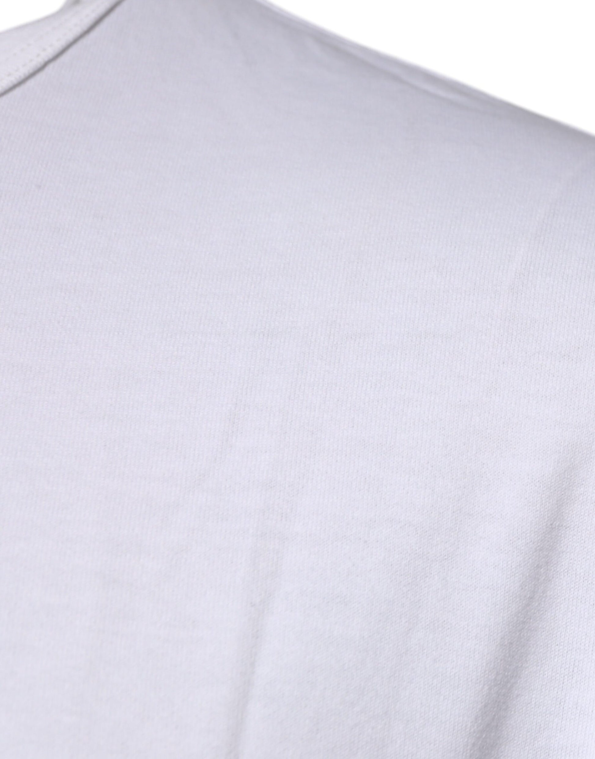 White Logo Embossed Cotton Crewneck T-shirt