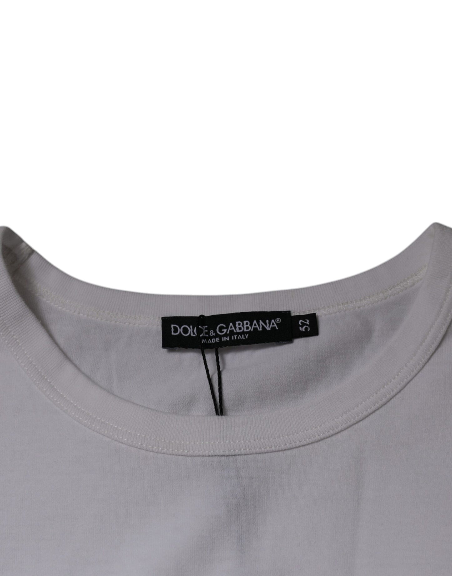 White Logo Embossed Cotton Crewneck T-shirt