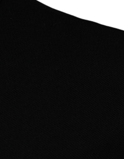 Black Viscose Collared Polo Short Sleeves T-shirt