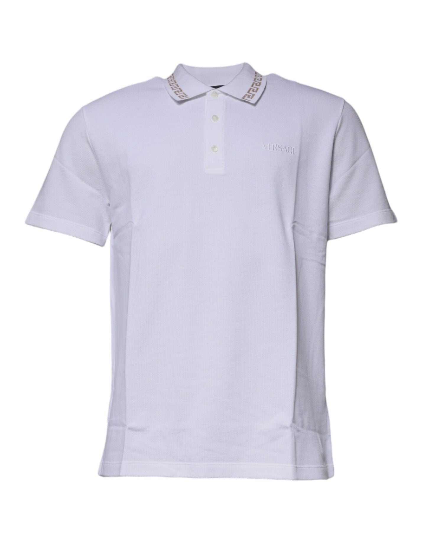 White Viscose Collared Men Polo Short Sleeves T-shirt