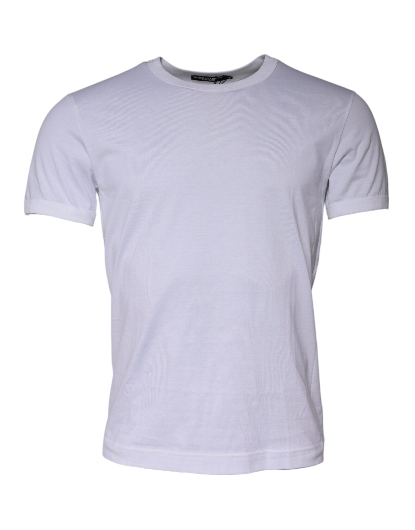 White Cotton Crew Neck Short Sleeves T-shirt