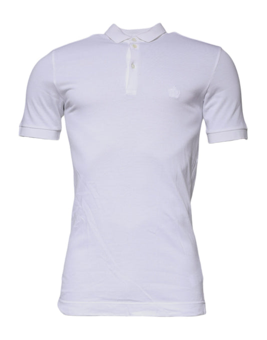 White Cotton Crown Collared Polo T-shirt