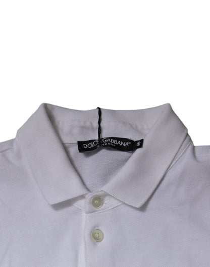 White Cotton Crown Collared Polo T-shirt