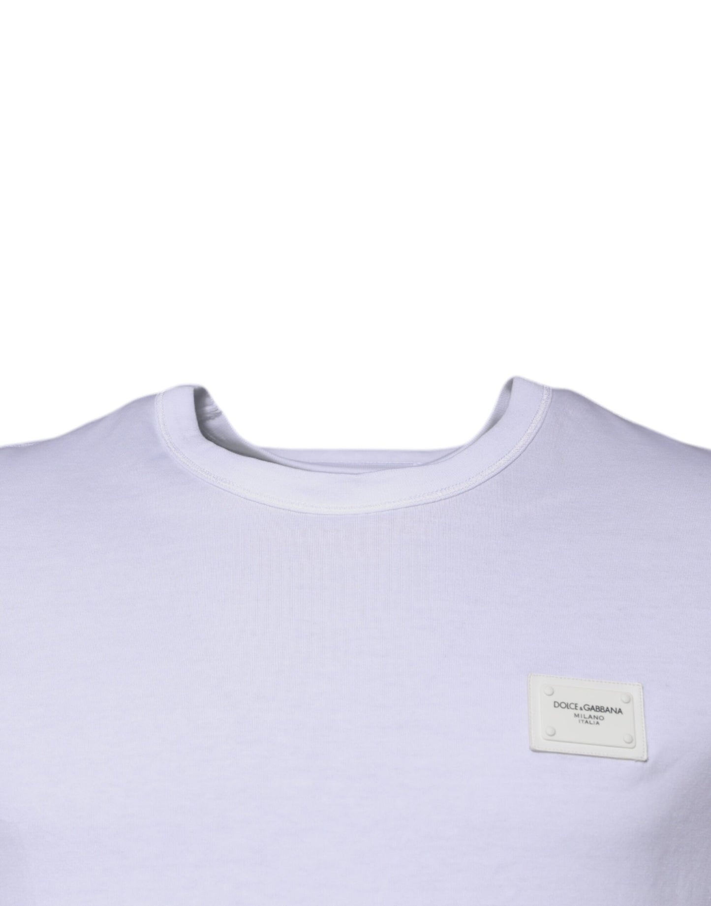 White Cotton Logo Plaque Crew Neck T-shirt