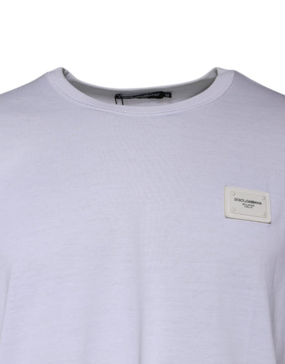 White Cotton Logo Plaque Crew Neck T-shirt