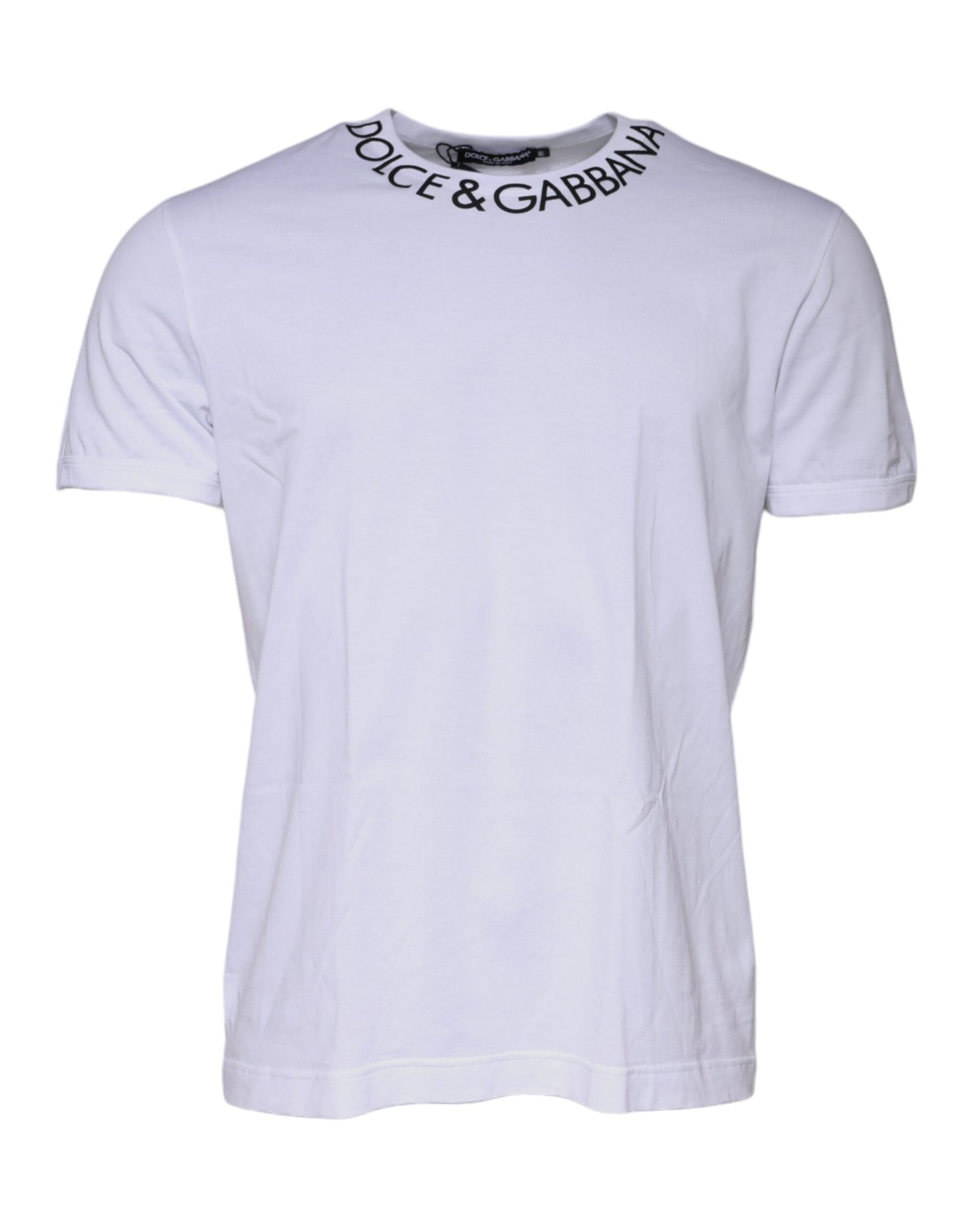 White Cotton Logo Crew Neck Short Sleeves T-shirt