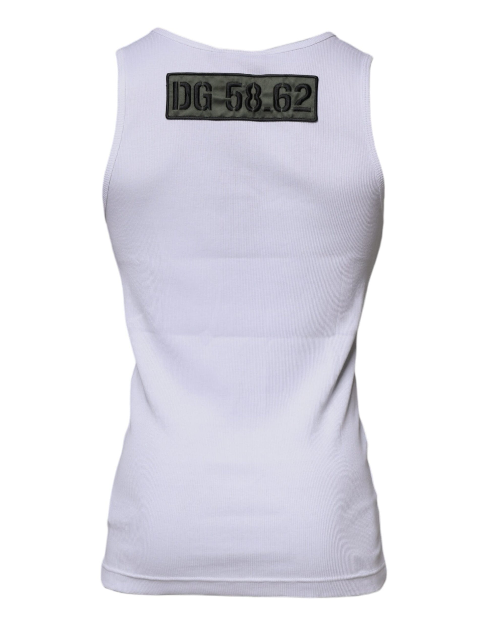 White Cotton Round Neck Sleeveless T-shirt