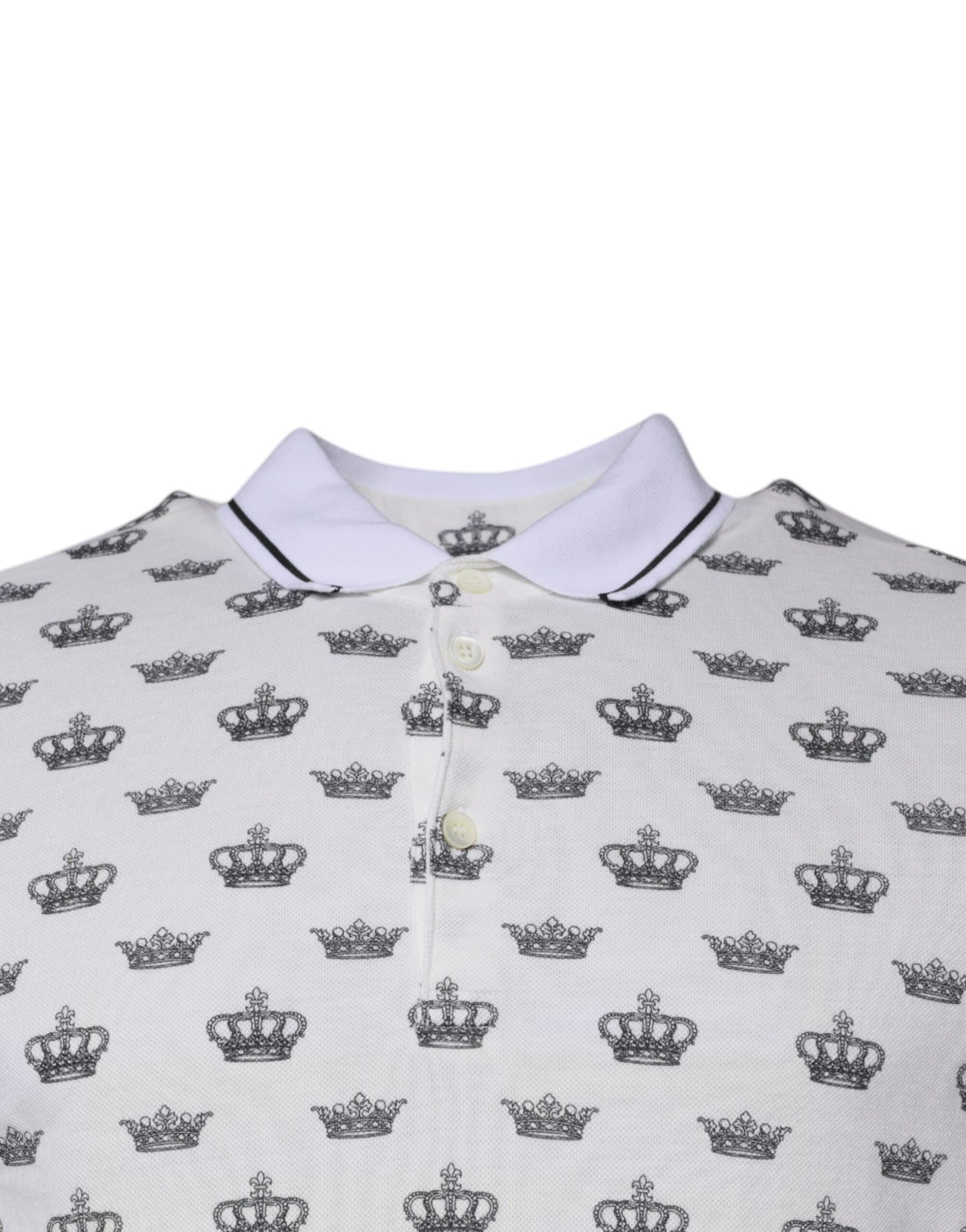 White Crown Monogram Cotton Men Polo T-shirt