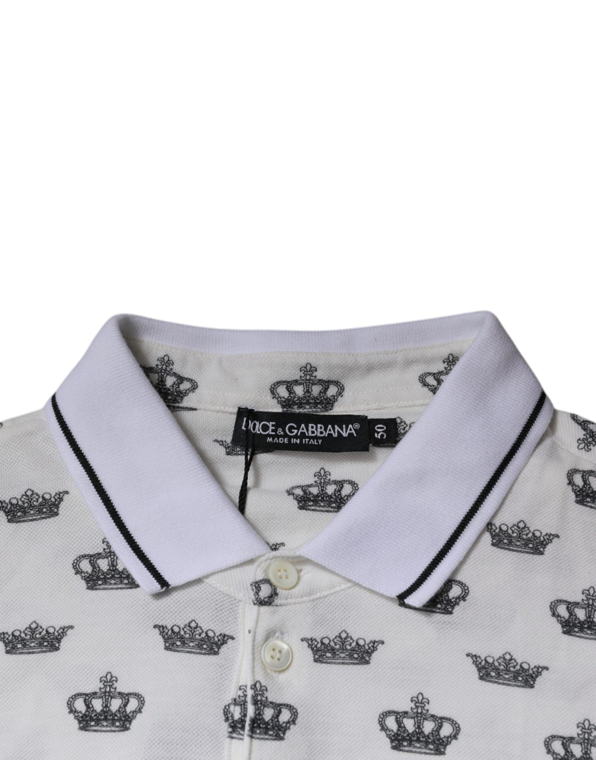 White Crown Monogram Cotton Men Polo T-shirt