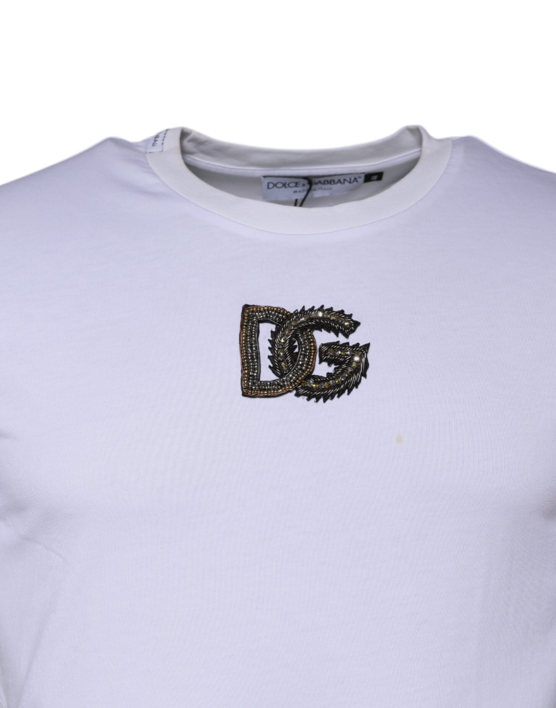 White DG Logo Cotton Crew Neck T-shirt