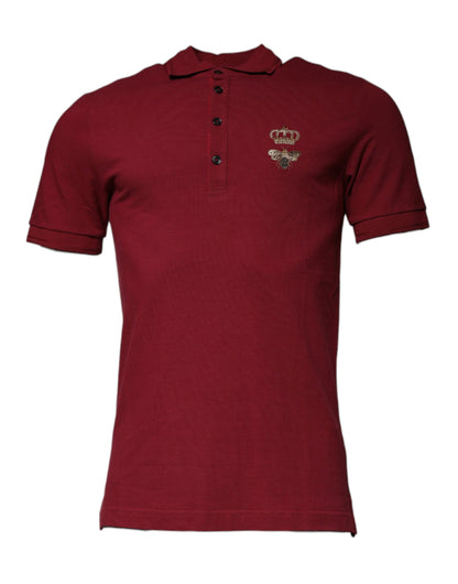 Red Crown Bee Cotton Collared Polo T-shirt