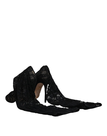 Black Stretch Socks Taormina Lace Boots Shoes