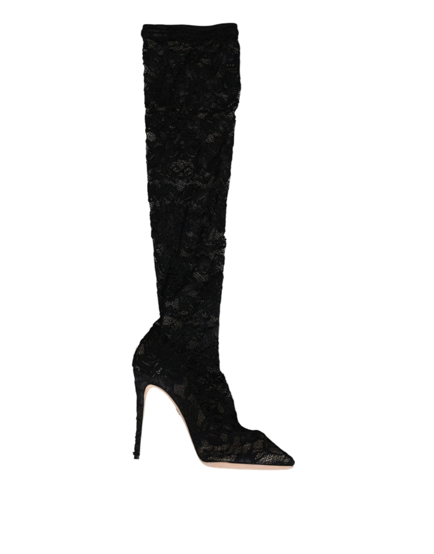 Black Stretch Socks Taormina Lace Boots Shoes