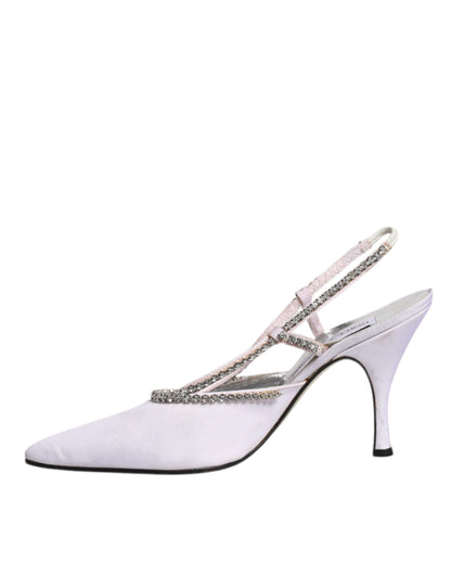 White Strass Crystal Slingbacks Pumps Shoes