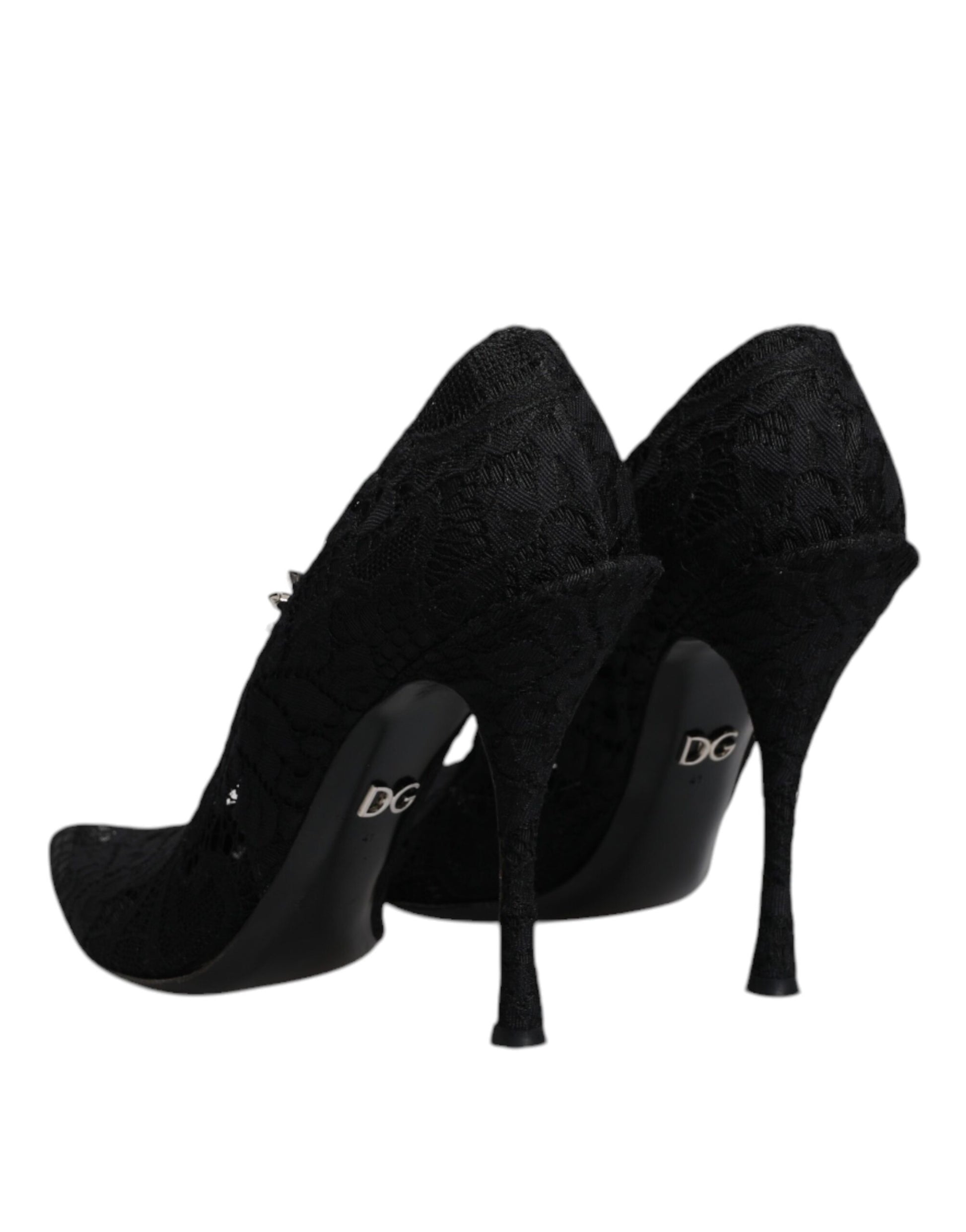 Black Lace Crystals Mary Jane Pumps Shoes