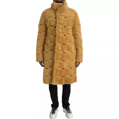 Yellow Wool Long Teddy Coat Jacket