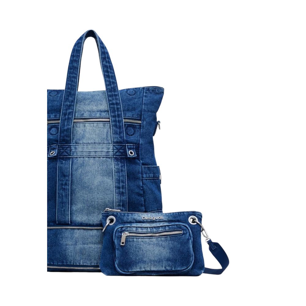 Blue Polyester Handbag