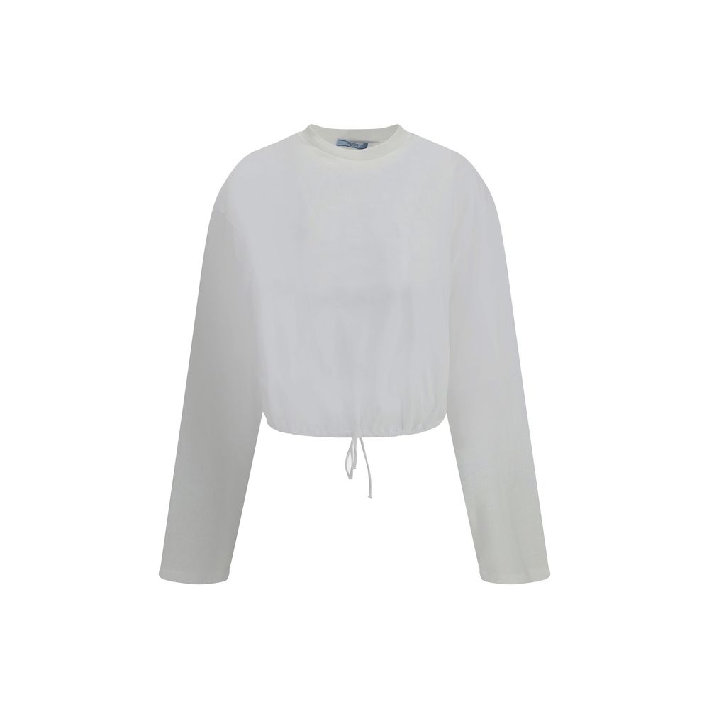 Adjustable ribbon hem long-Sleeve Top