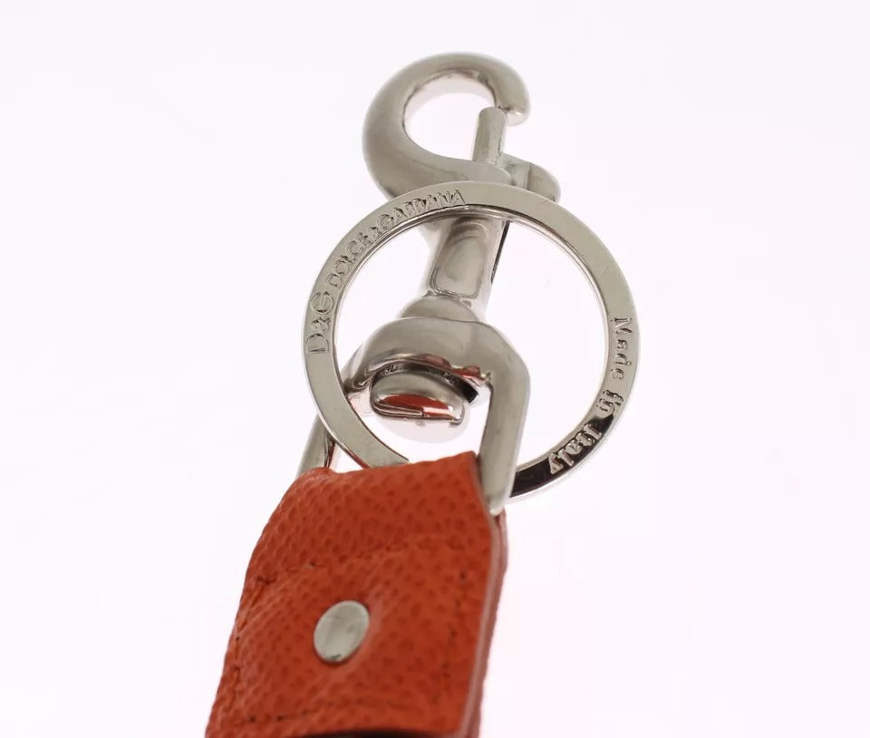 Silver Brown Raffia Leather Clasp Finder Chain Keyring