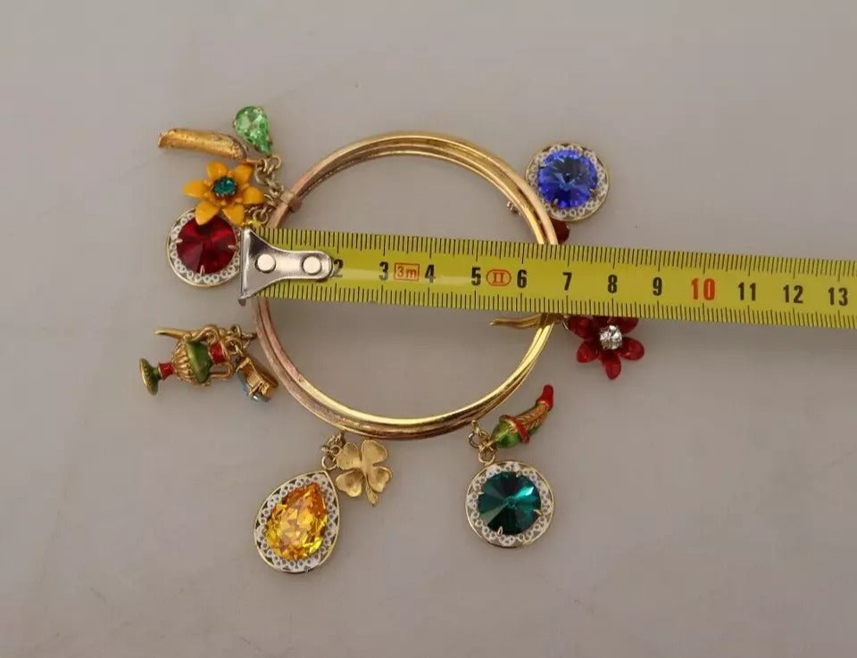 Multicolor Crystal Gold Tone Brass Bangle Bracelet