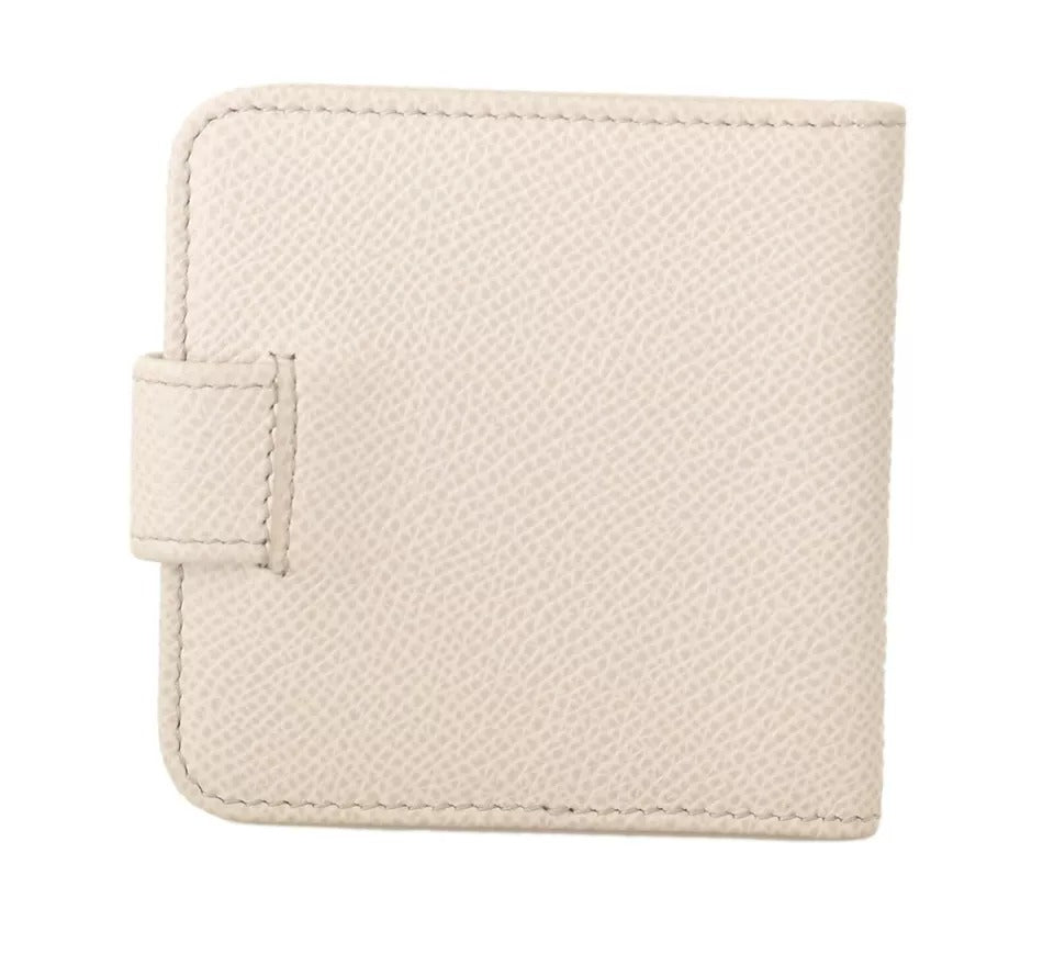 White Dauphine Leather Condom Case Holder Pocket Wallet