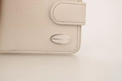 White Dauphine Leather Condom Case Holder Pocket Wallet