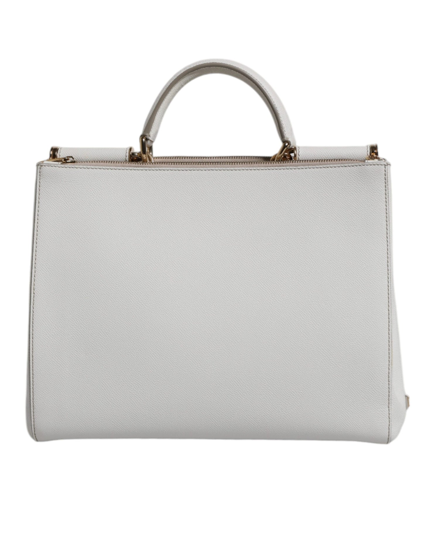 White Leather Logo Top Handle Tote Crossbody Bag