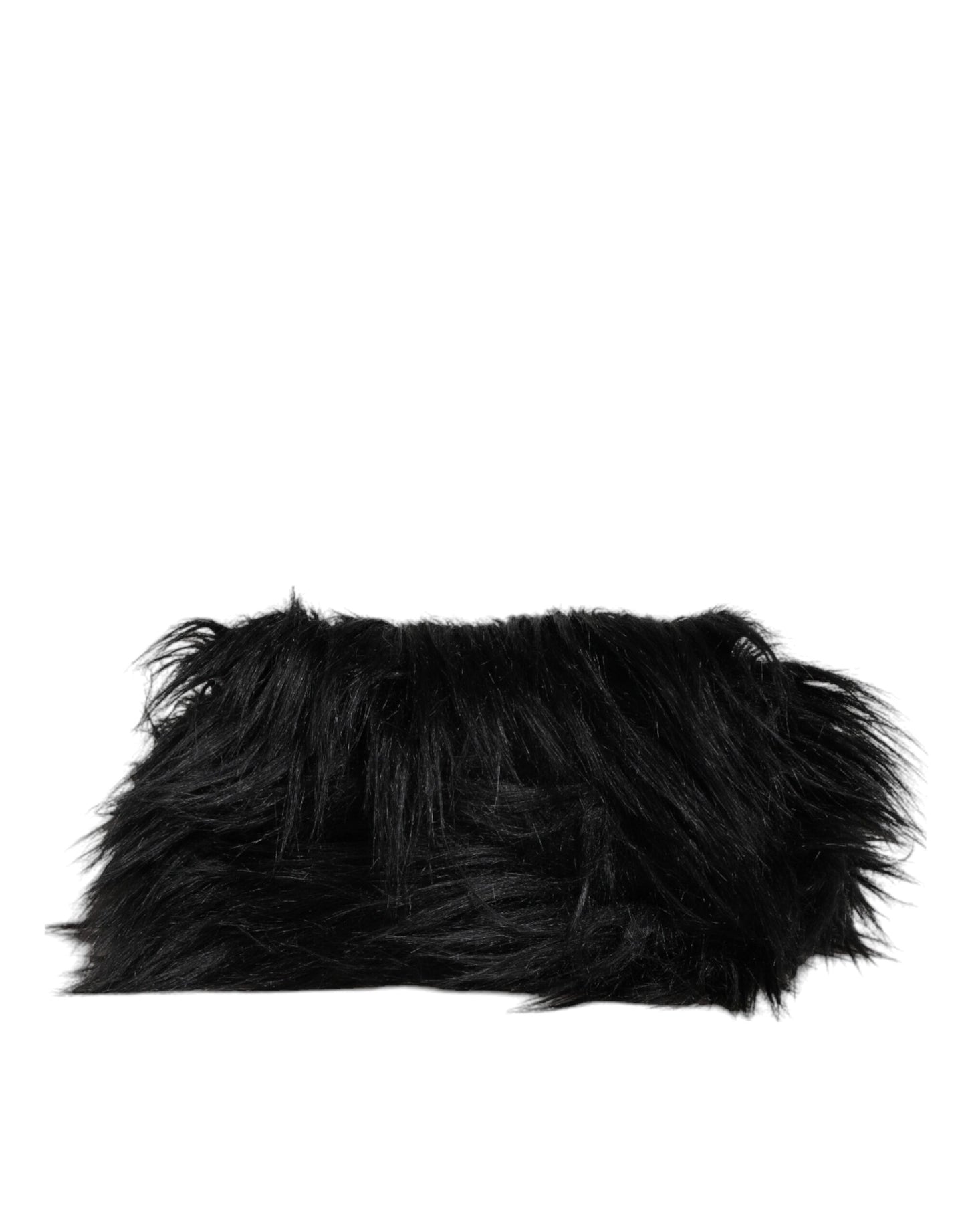 Black Fur Logo Plaque Double Handle Shoulder Bag