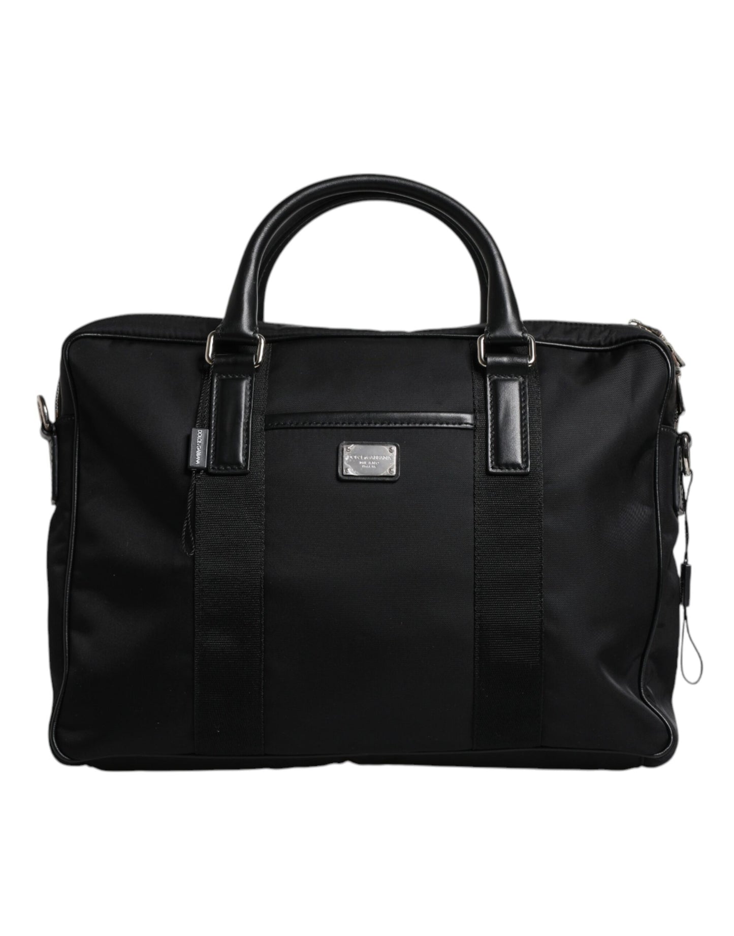 Black Logo Plaque Double Handle Messenger Bag