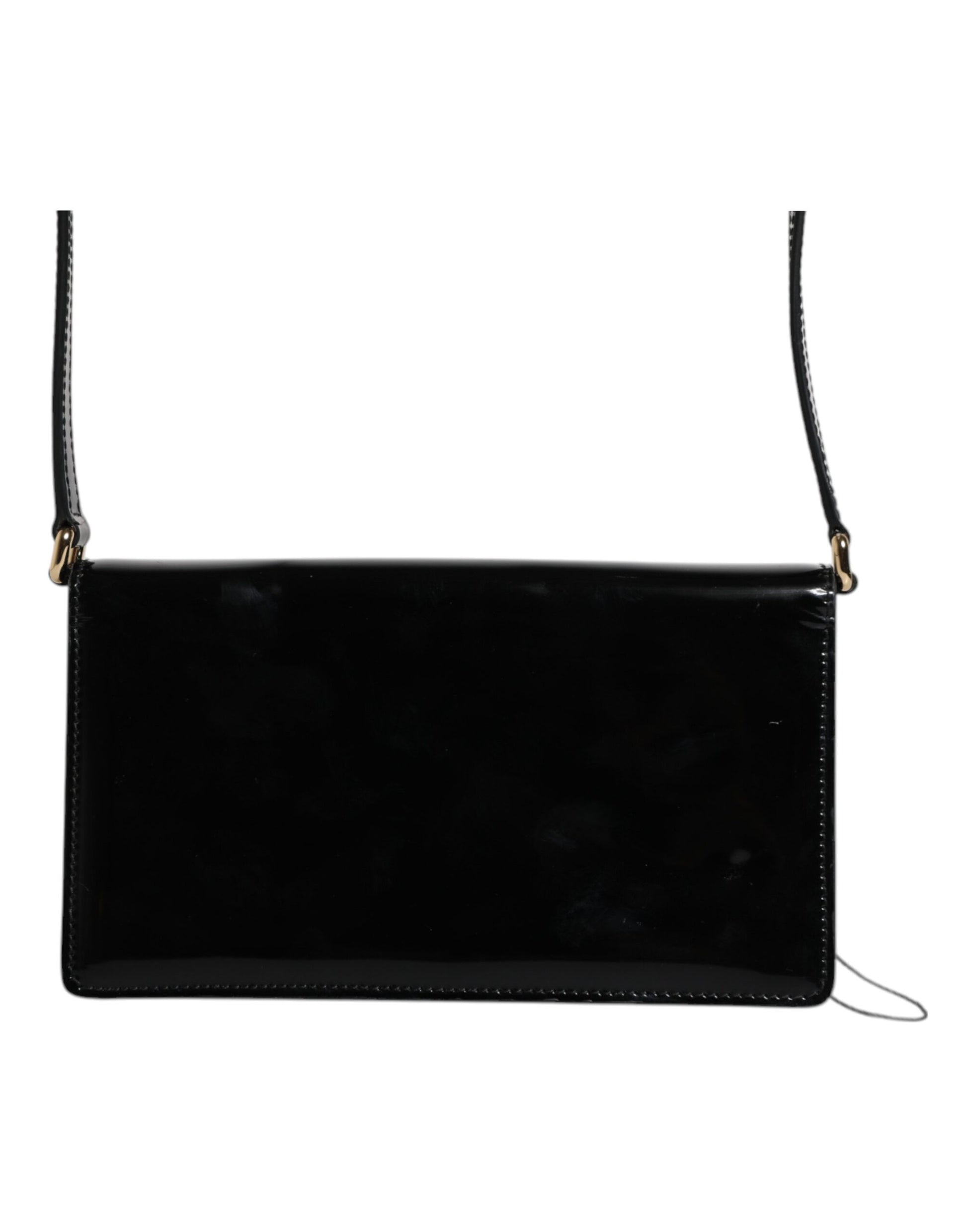 Black Patent Leather Logo Plaque Crossbody Bag