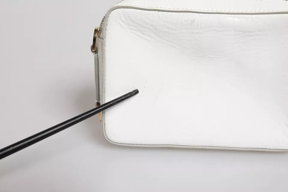 White Leather Logo Plaque Crossbody Bag